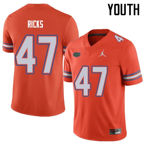 Youth NCAA Florida Gators Isaac Ricks #47 Stitched Authentic Jordan Brand Orange College Football Jersey ORM0465OV